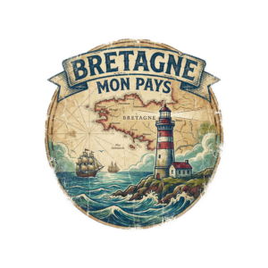 T-shirt Bretagne mon pays - Carte vintage et phare breton