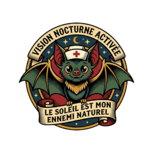 T-shirt Infirmière de Nuit - Humour Vision Nocturne & Style Tattoo