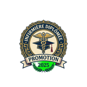 T-shirt infirmière diplômée promotion 2025 badge officiel