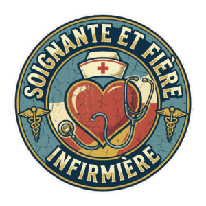 T-shirt infirmière vintage soignante et fière 100% coton