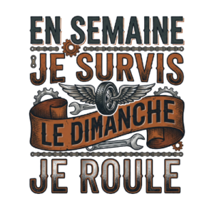T-shirt Moto Vintage - En semaine je survis, le dimanche je roule