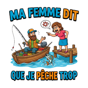 T-shirt Humour Pêche - Ma Femme Dit Que Je Pêche Trop