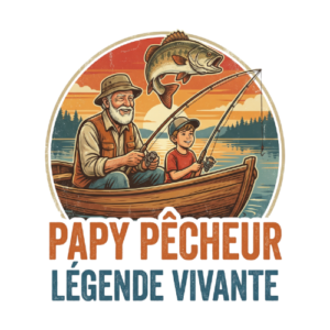 T-shirt Papy Pêcheur Légende Vivante - Cadeau Pêche Style Rétro