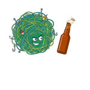 T-shirt humour pêche - Né pour emmêler, forcé de décapsuler