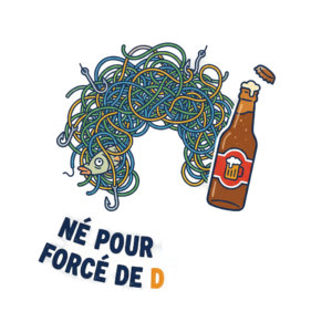 T-shirt humour pêcheur - Né pour emmêler, forcé de décapsuler