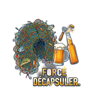 T-shirt humour pêche - Né pour emmêler forcé de décapsuler