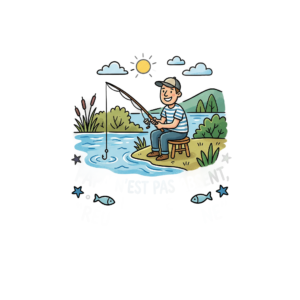 T-shirt humour pêcheur papa n'est pas absent, il est en réunion